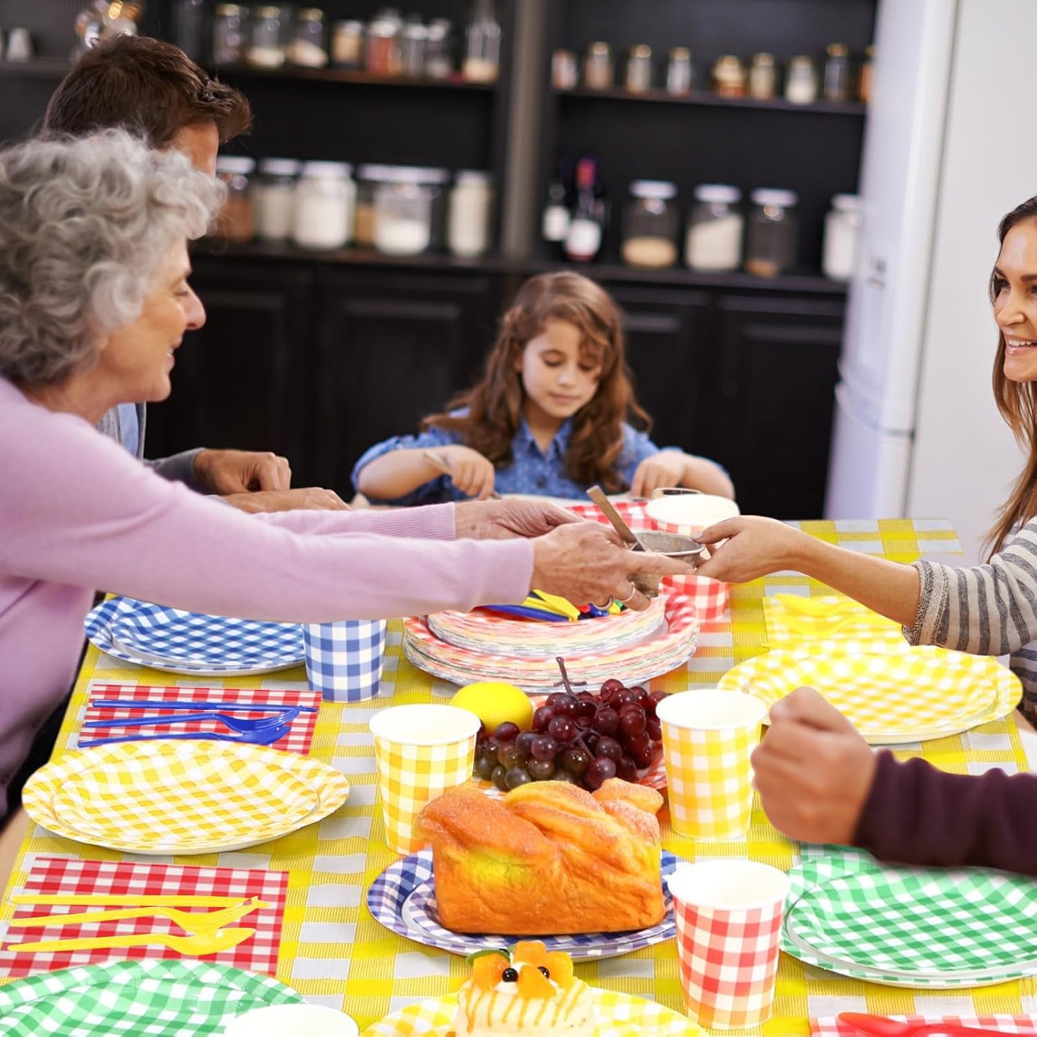 All-in-One Disposable Dinnerware Kit for 40 - Gingham Party Essentials