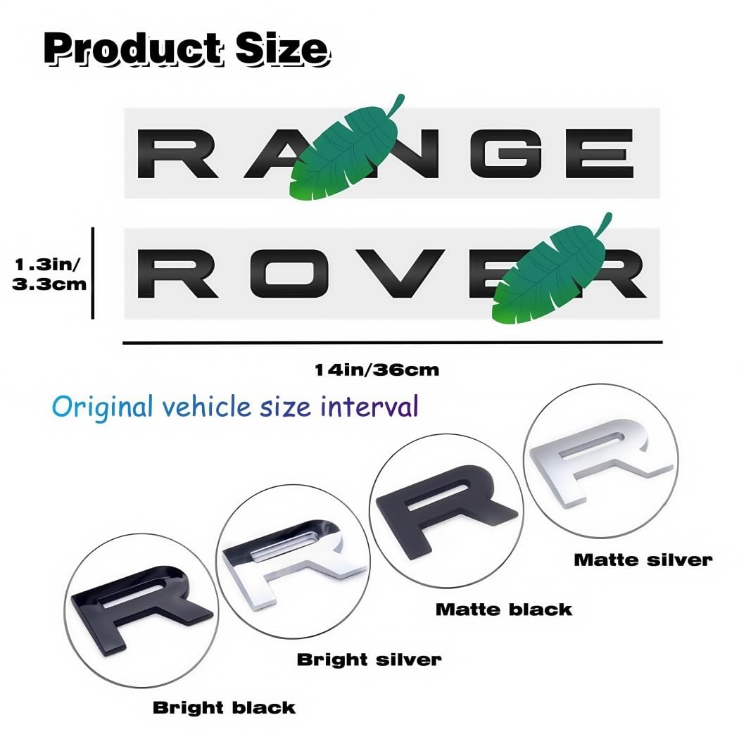 Front Hood and Trunk Lid Rear Car Emblem ABS For Range Rover Badge Gloss Silver