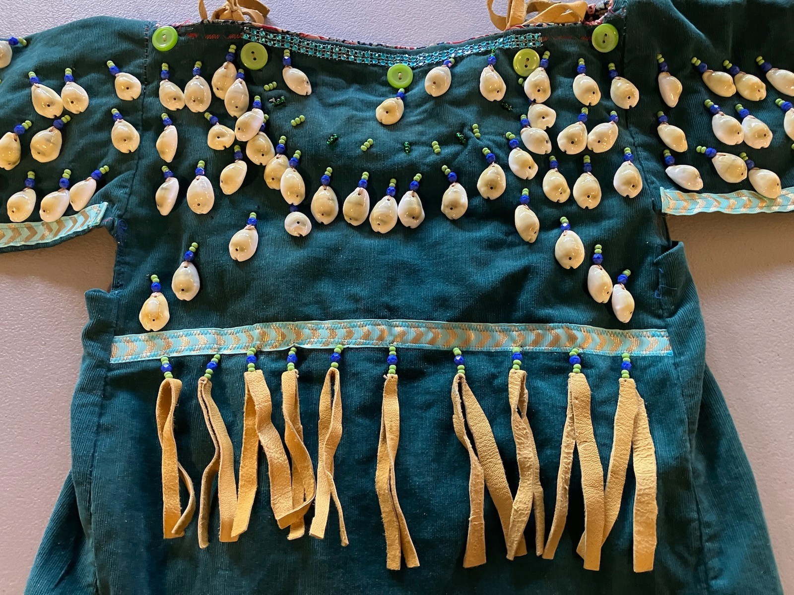 Vintage Native American Indian Plateau Girl Woman Fringe Shell Adornment Dress