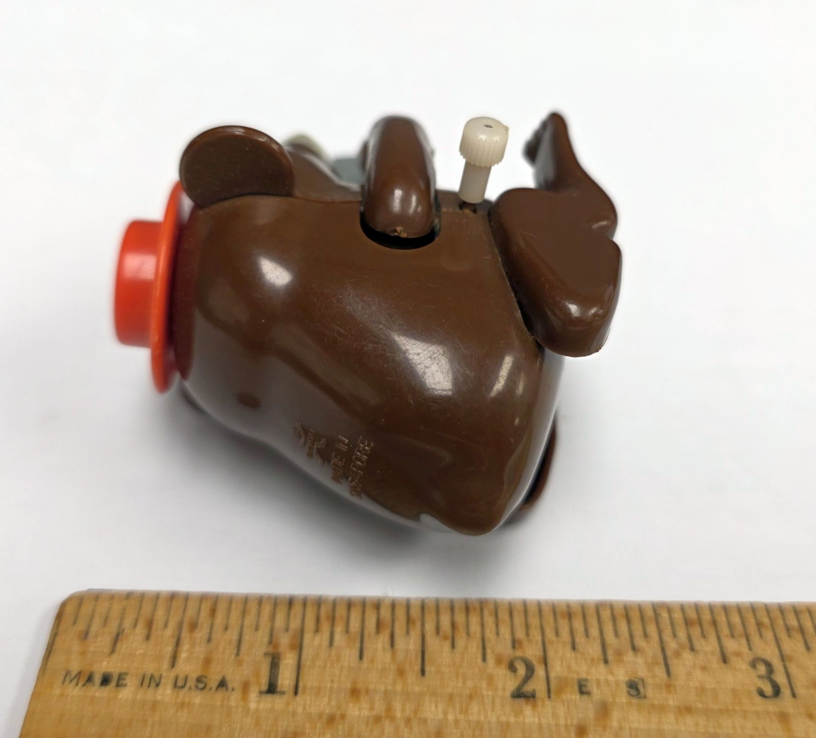 Vtg Bandai Monkey Chimpanzee Wind Up Toy Orange Hat Cymbals WORKS Singapore