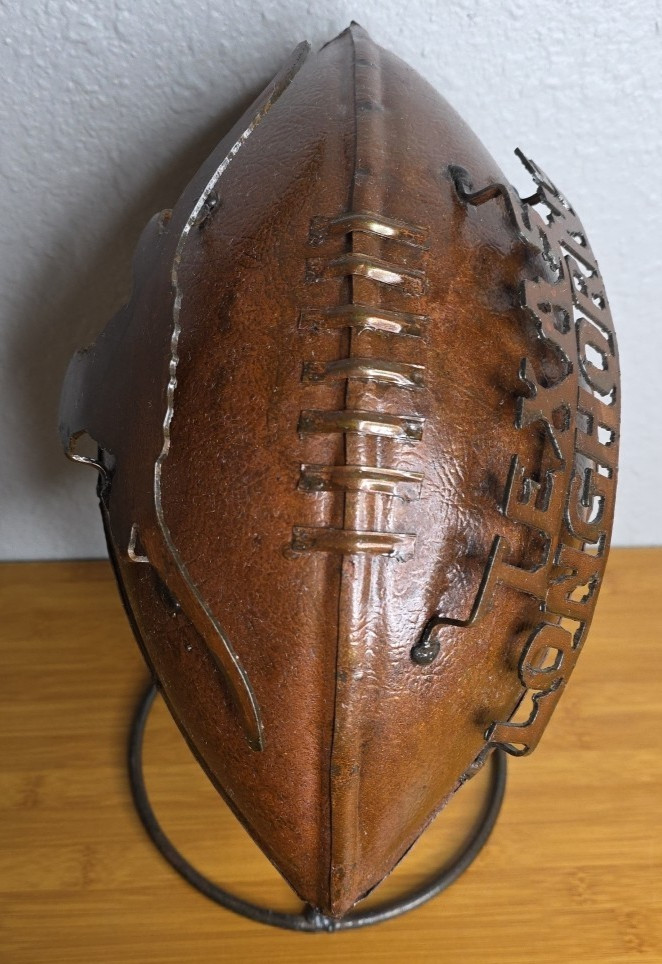 Texas Longhorns Metal Football With Stand Collectible Manning Hook'em Horns