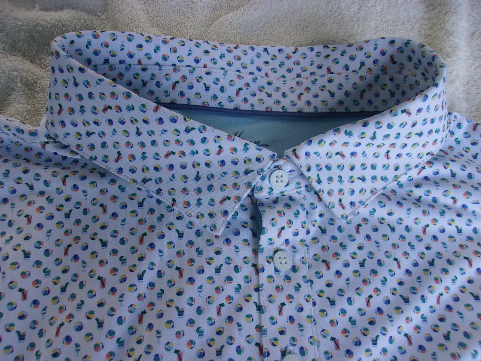 NWT Walter Hagen golf polo, men's XLT, 2XLT, white, beachballs print, $70