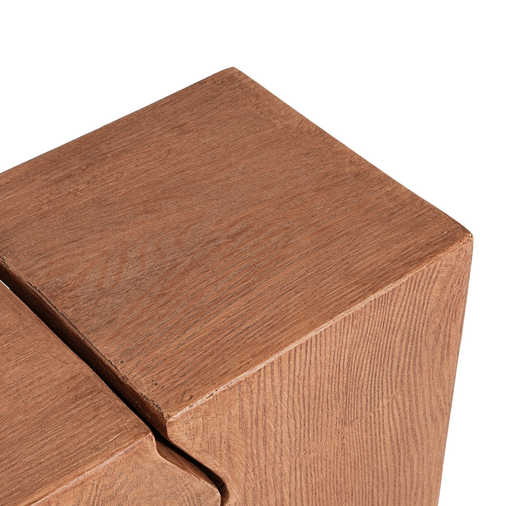 Set of 2 Rectangular Outdoor Side Tables Decorative Garden Stools Accent Table