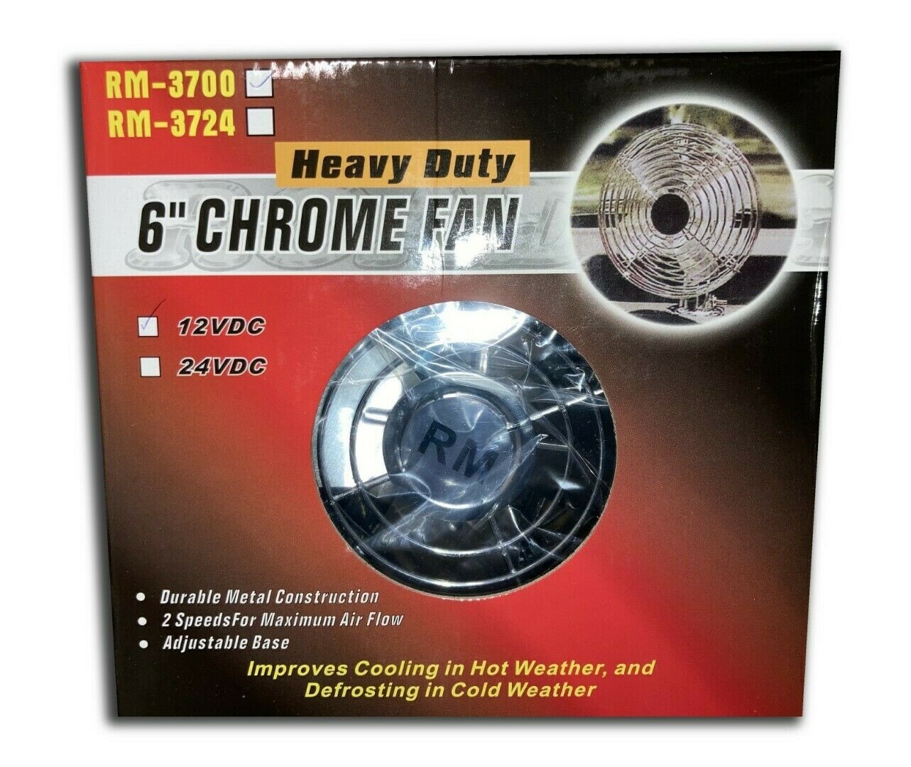 Cab Dash Fan (Chrome) 2 Speeds, 6" - Peterbilt, Kenworth, Freightliner