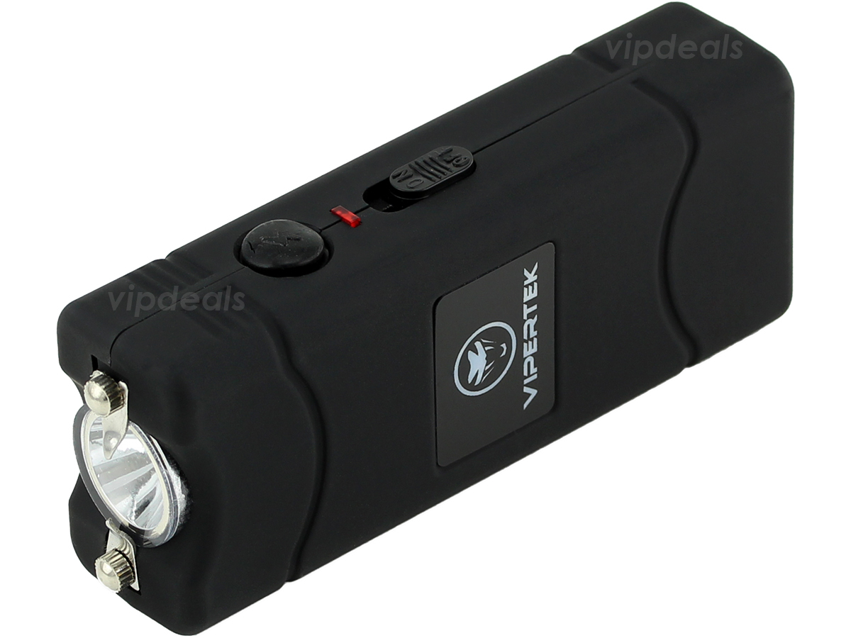 VIPERTEK Stun Gun Micro Mini BLACK VTS-881 390 BV Rechargeable LED Flashlight