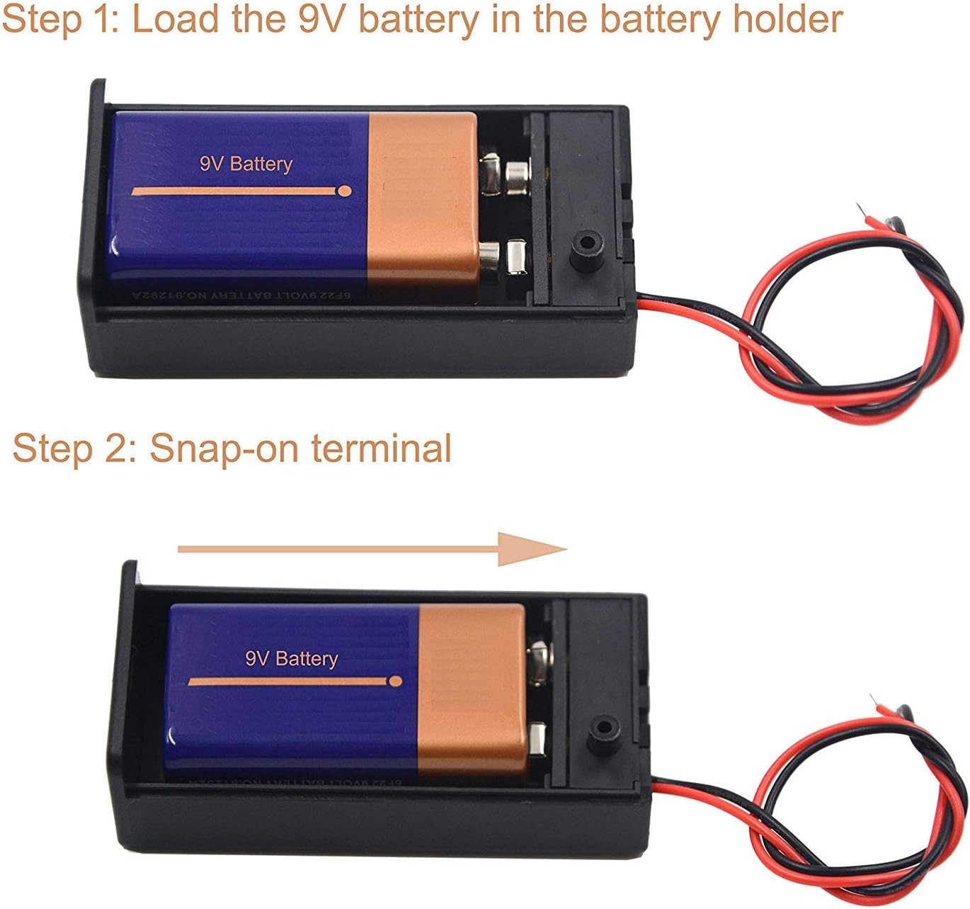 (Pack of 2) 9v Battery Holder, 9 Volt Holder with Switch, Battery...