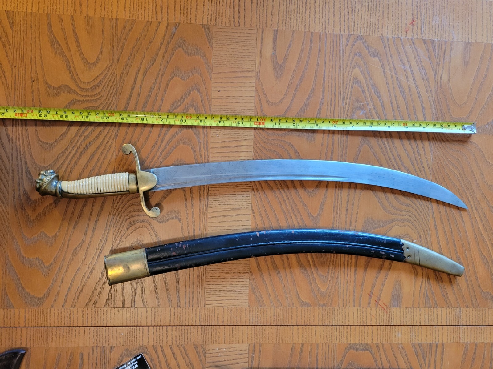 Antique Lion's Head Dagger Knife with Original Sheath, Circa 1840