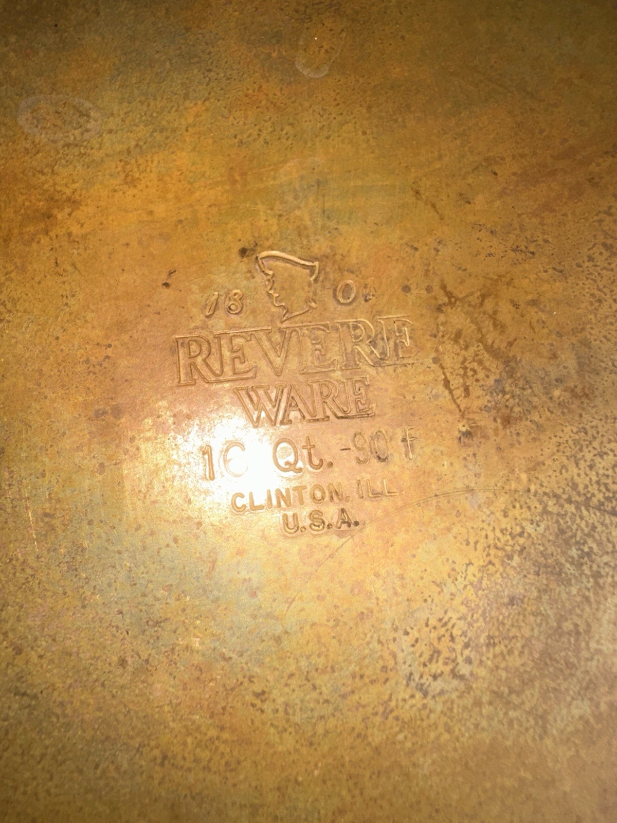 Vtg Revere Ware 16 QT Copper Bottom STOCK POT w Lid, Clinton IL USA '**READ**