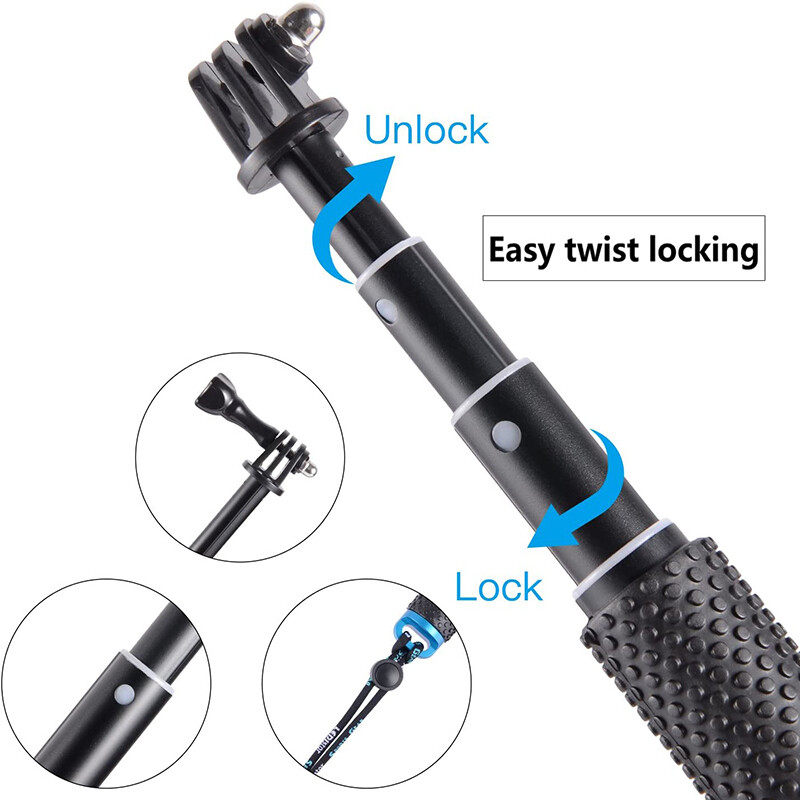 36" Selfie Stick Hand Grip Extension Pole for GoPro Hero 10 9 8 7 6 5 4 3+ 3 2 1