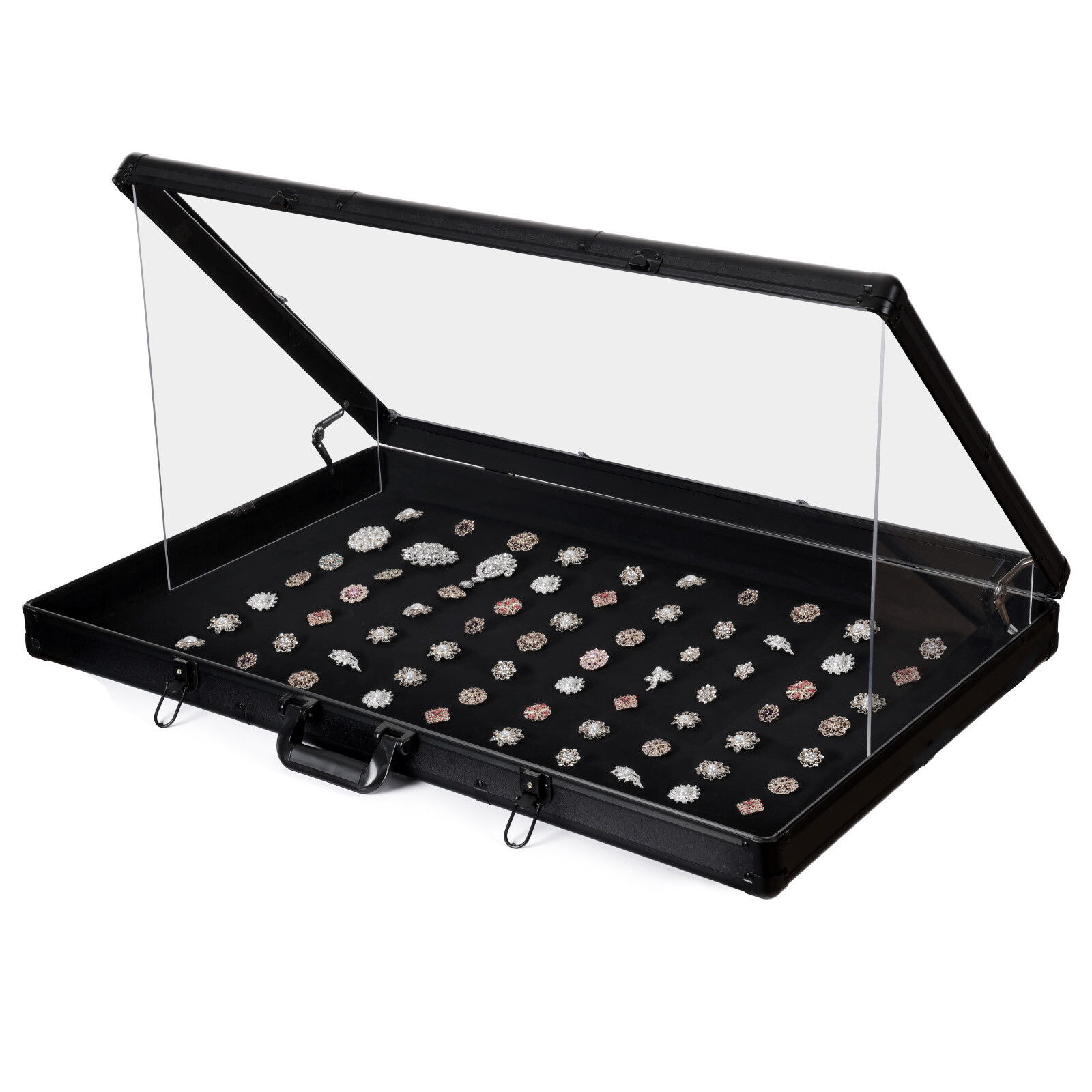 Locking Aluminum Display Case Showcase 36.6"x24" Trade Show f Card Coin Jewelry