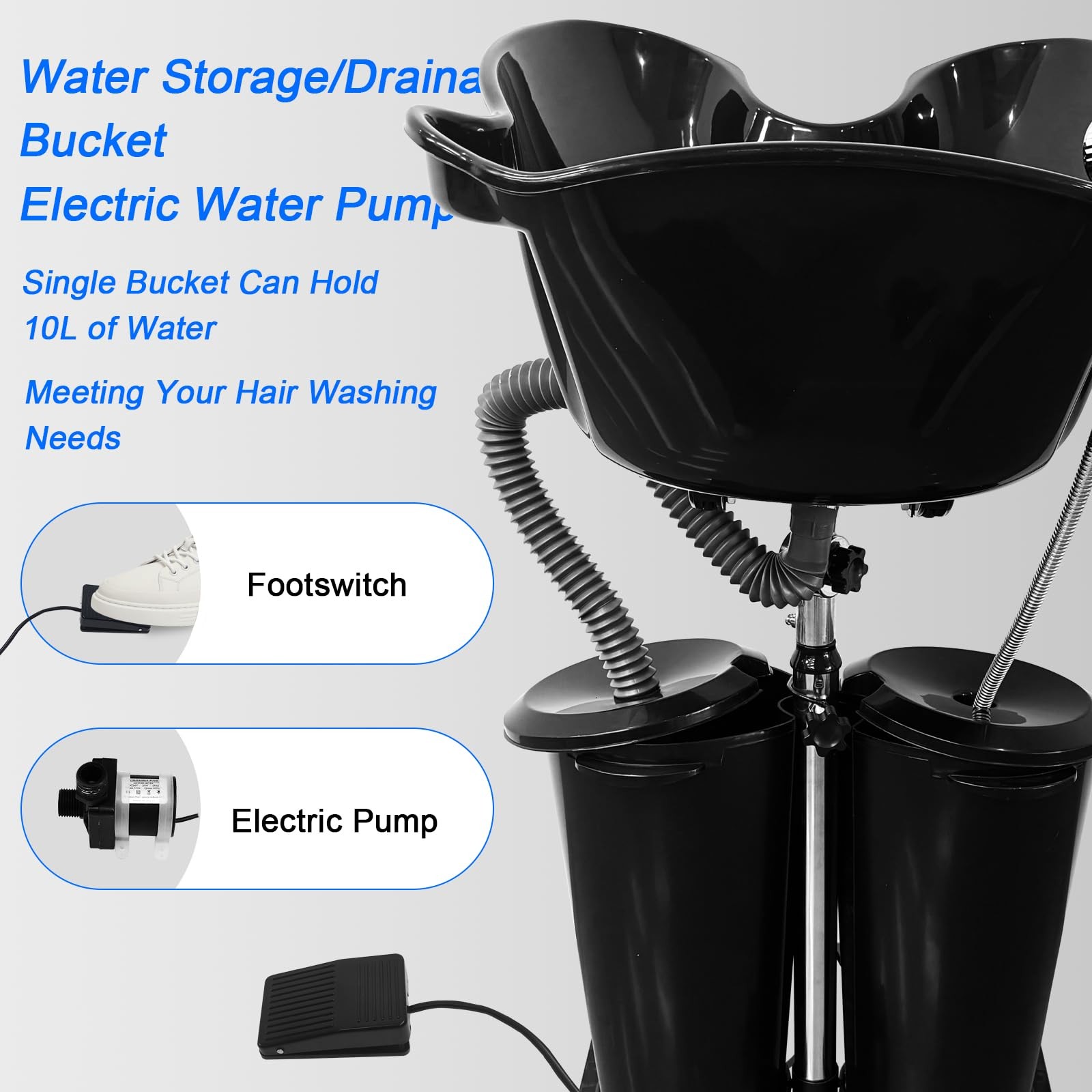 Hairdressing Shampoo Bowl Portable Salon Mobile Hair Washing Backwash Basin Sink