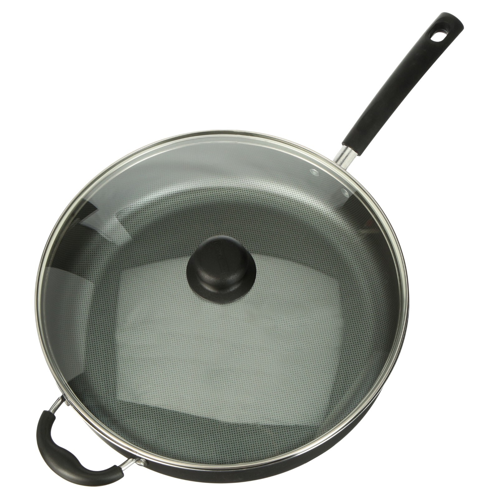 Large Deep Frying Pan With Glass Lid Non Stick Saute Fry Pan 2 Handle 5 QT