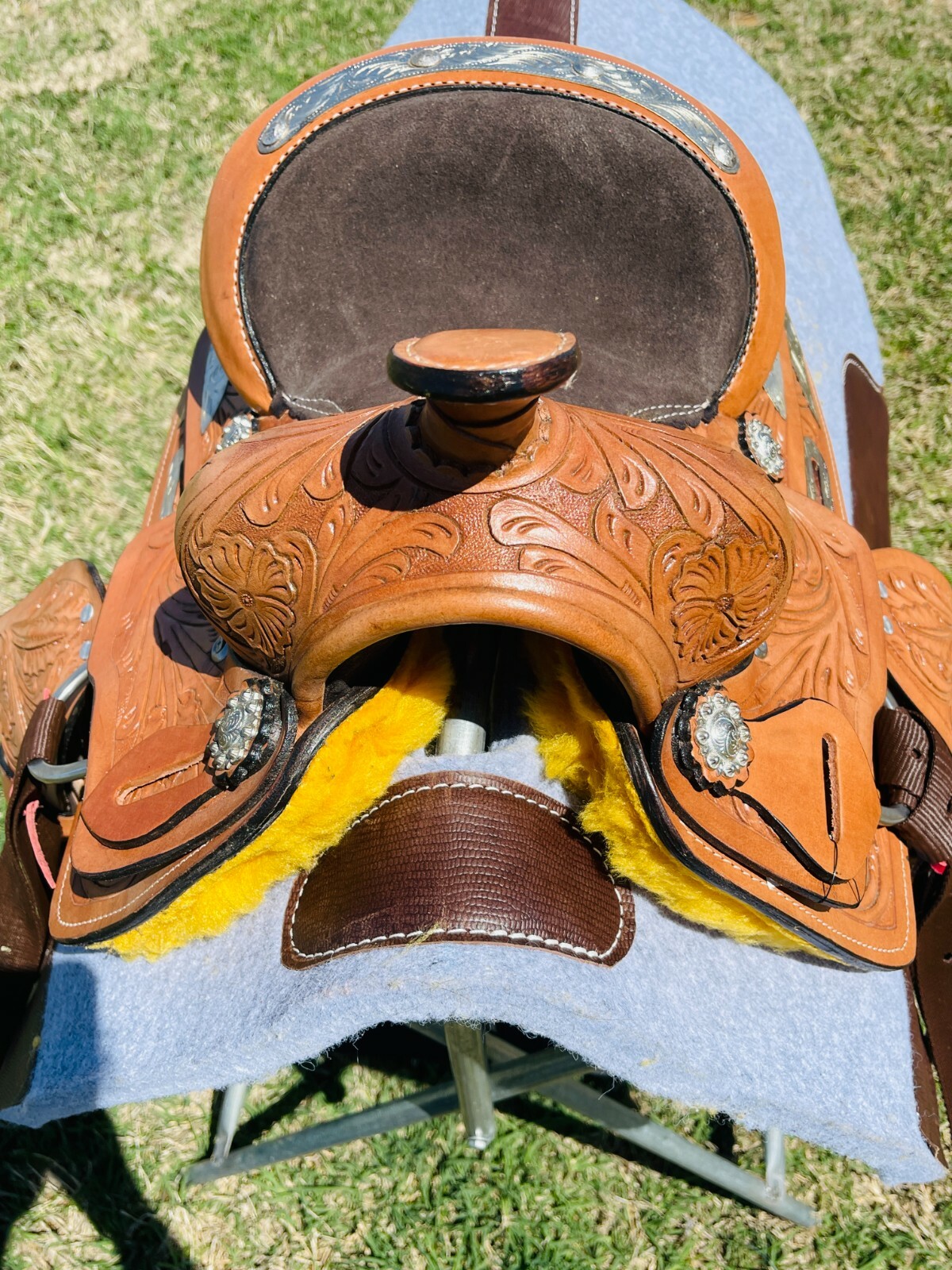Kids 8" Miniature Western Leather Brown Horse Show Saddle With Silver Accents 💗