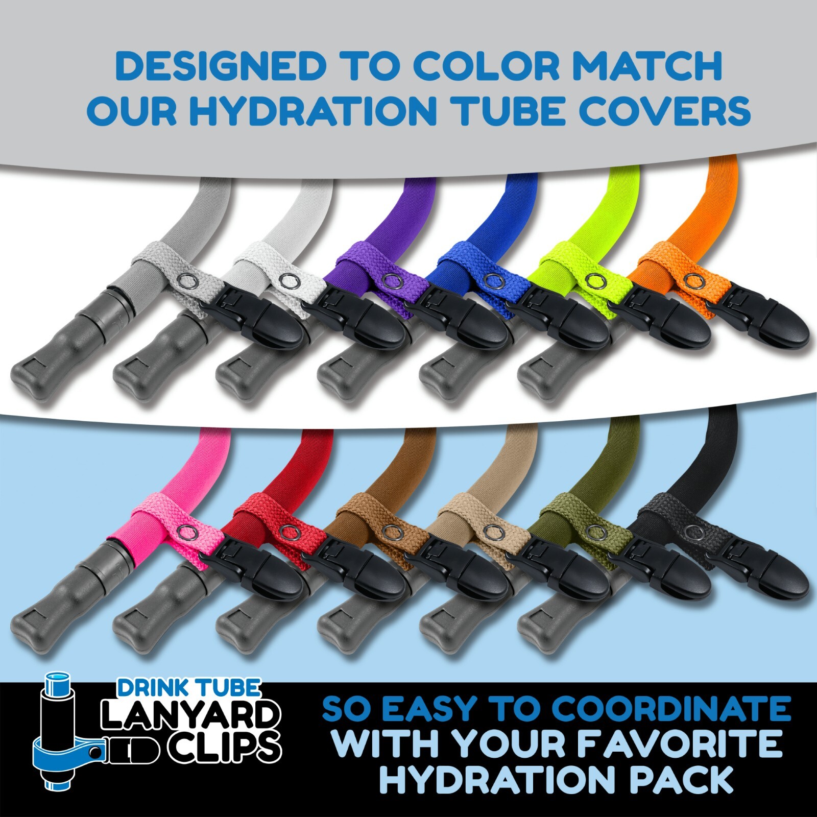 Hydration Pack Drink Tube Lanyard Clip - Shoulder Strap Clip - Drink Tube Clip