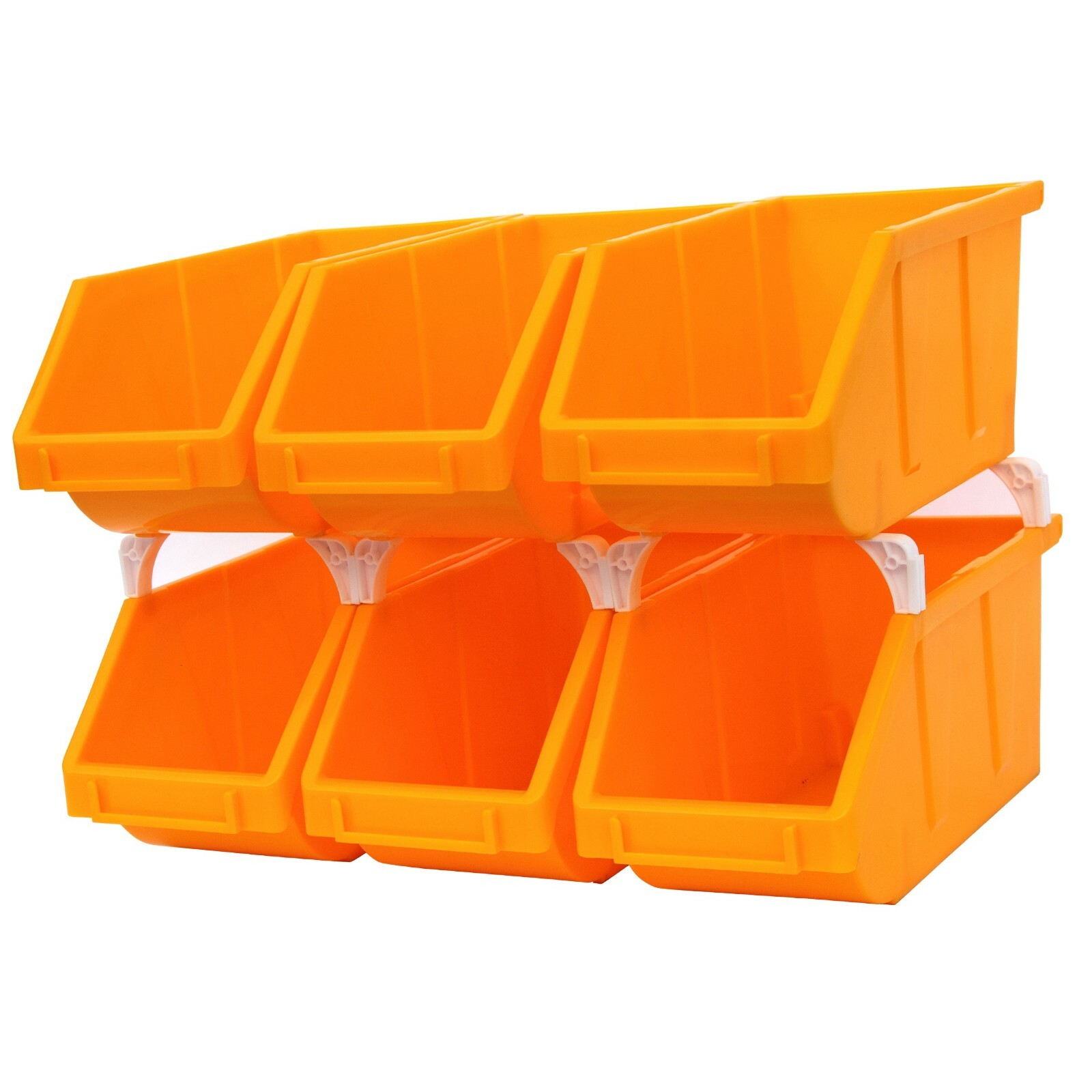 6-Pack Stackable Storage Bins Tool Part Container Yellow 5" w x 10" d x 5" h