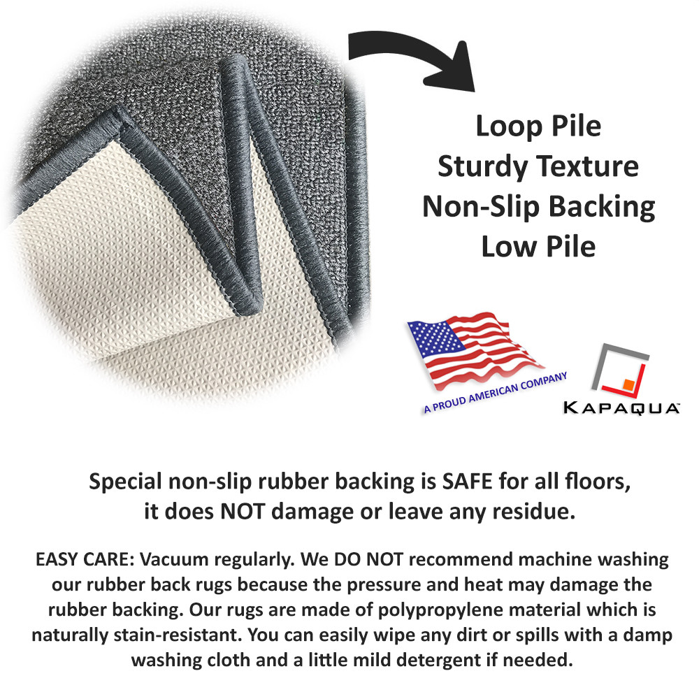 Custom Size Stair Hallway Runner Rug Non Slip Rubber Back Grey & Ivory Border