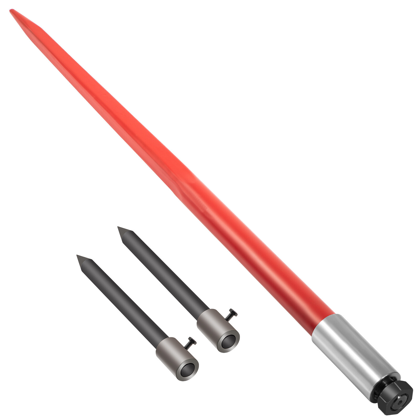 VEVOR Hay Bale Spear 49" 3000 lbs Spike Fork 45#Steel W/2 Stabilizers & Sleeves