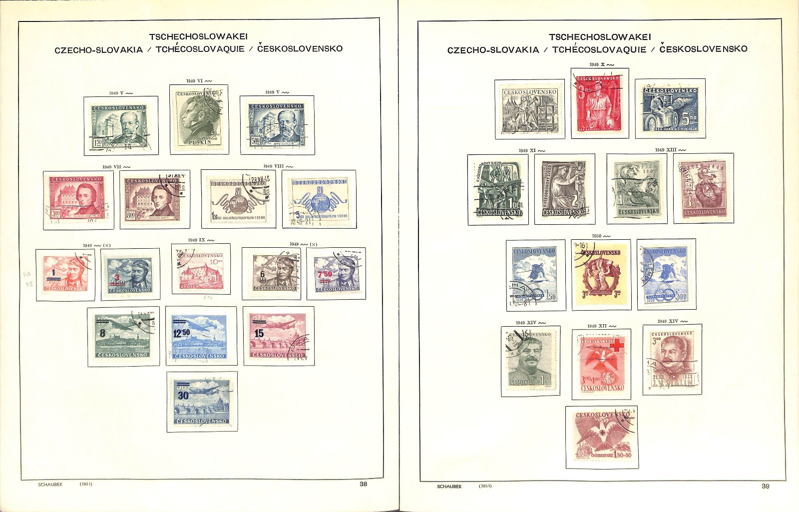 Czechoslovakia Stamp Collection on 40 Scott & Schaubek Pages, 1918-1968 (BH)