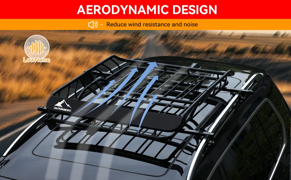 Aerodynamic 50" Roof Rack w/ Cross Bar Cargo Carrier Basket Car Roof Storage Box