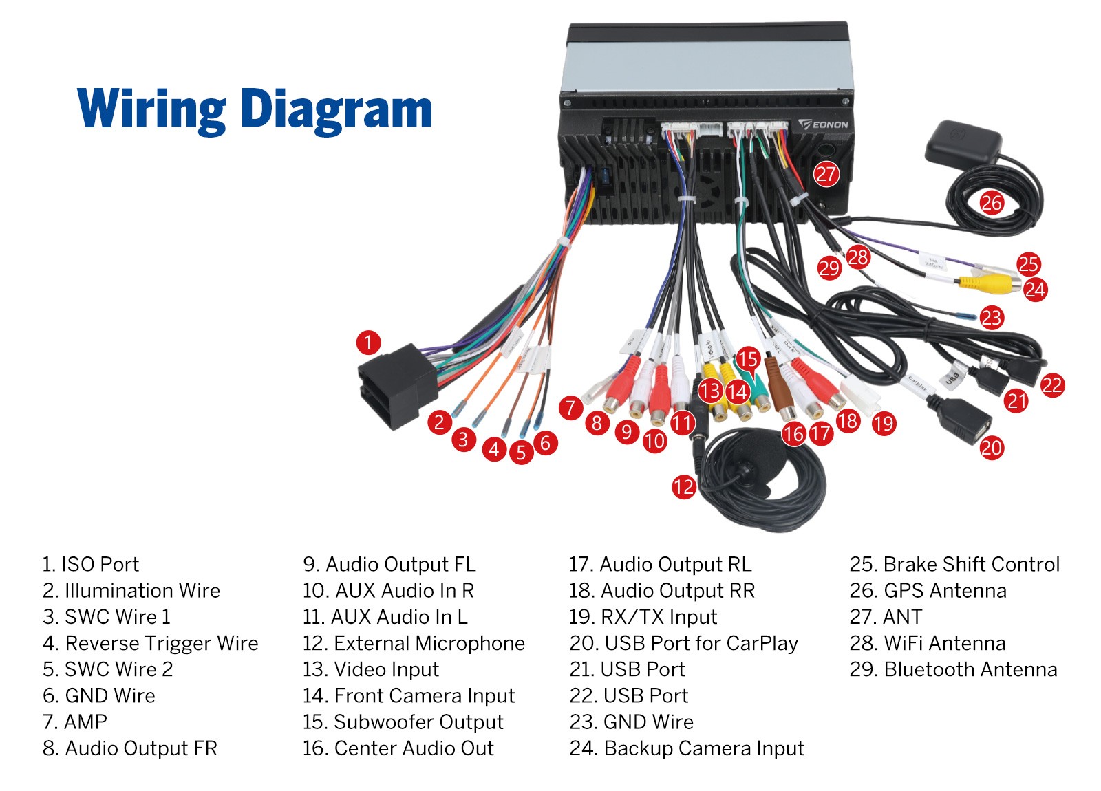 Eonon UX7A GPS Navigation 7" Android 14 4+64 Double DIN Car Stereo CarPlay Radio
