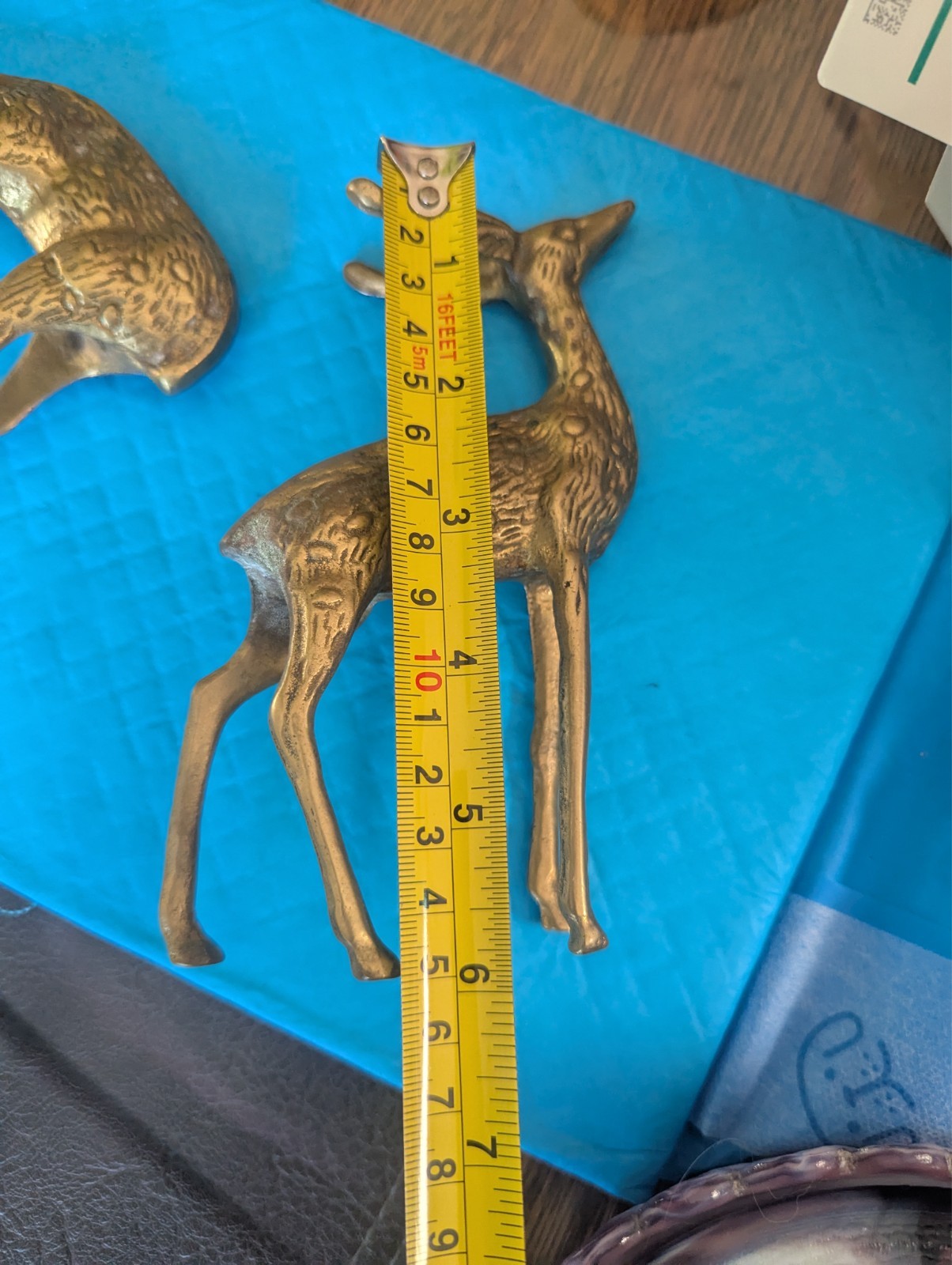 VTG Pair Brass Deer Figures Figurines Spotted Buck Doe MCM
