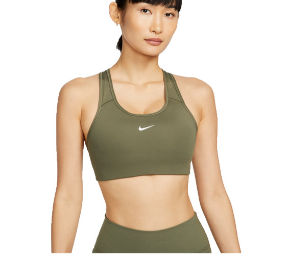 Nike Swoosh [S] Women's 1-Piece Padded Yoga/Gym Bra-Medium Olive BV3636-222