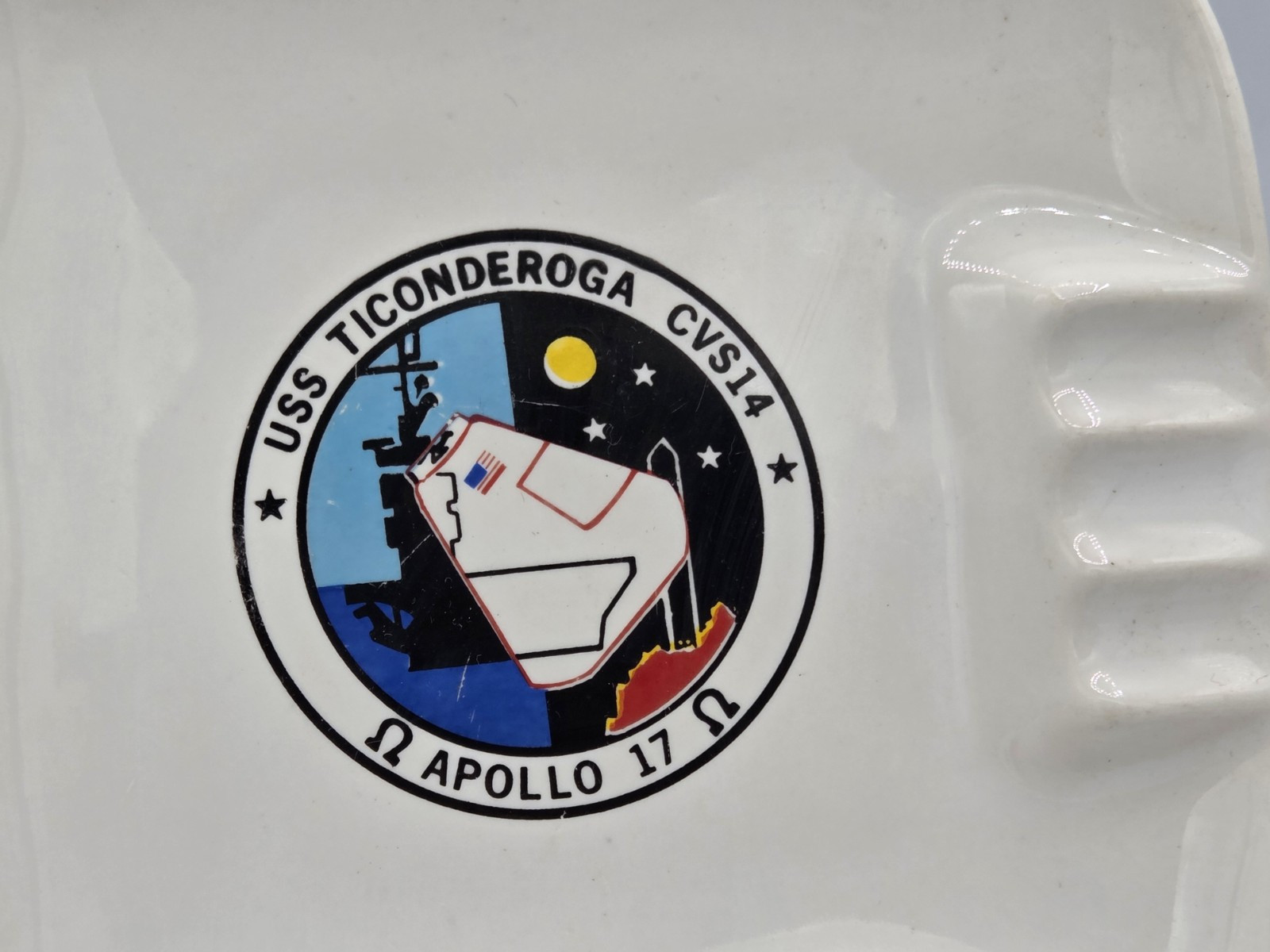 Lot of 2 Vintage NASA Ashtray USS Ticonderoga Apollo 17 Splashdown / Skylab I