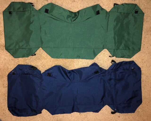 NEW GREEN OR BLUE NYLON CORDURA WESTERN CANTLE SADDLE BAGS 3 COMPARTMENT