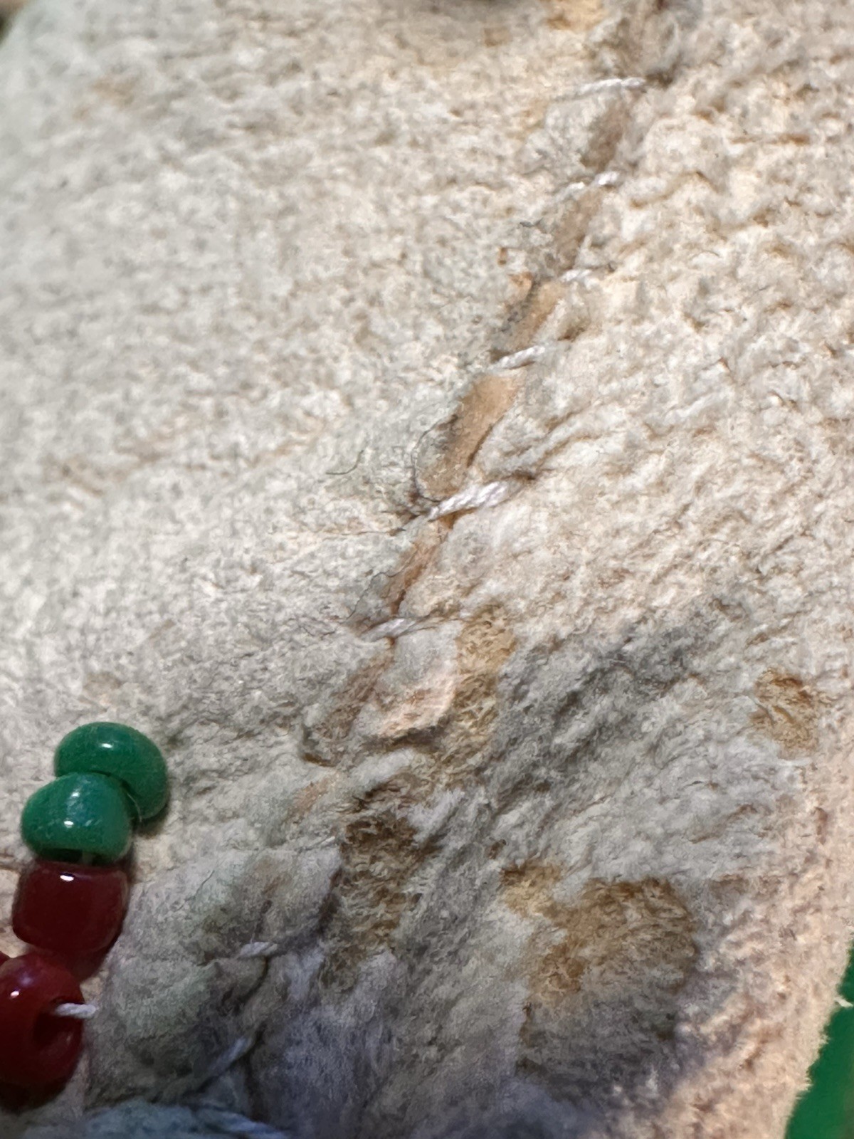 RARE 19th Century Antique Native Plain’s Indian Fringe Beaded Hide Doll Ink Face