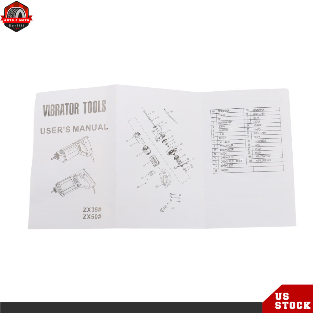 Concrete Vibrator Concrete Vibrabrater 1300W with 6.6 FT Copper Shaft 110V