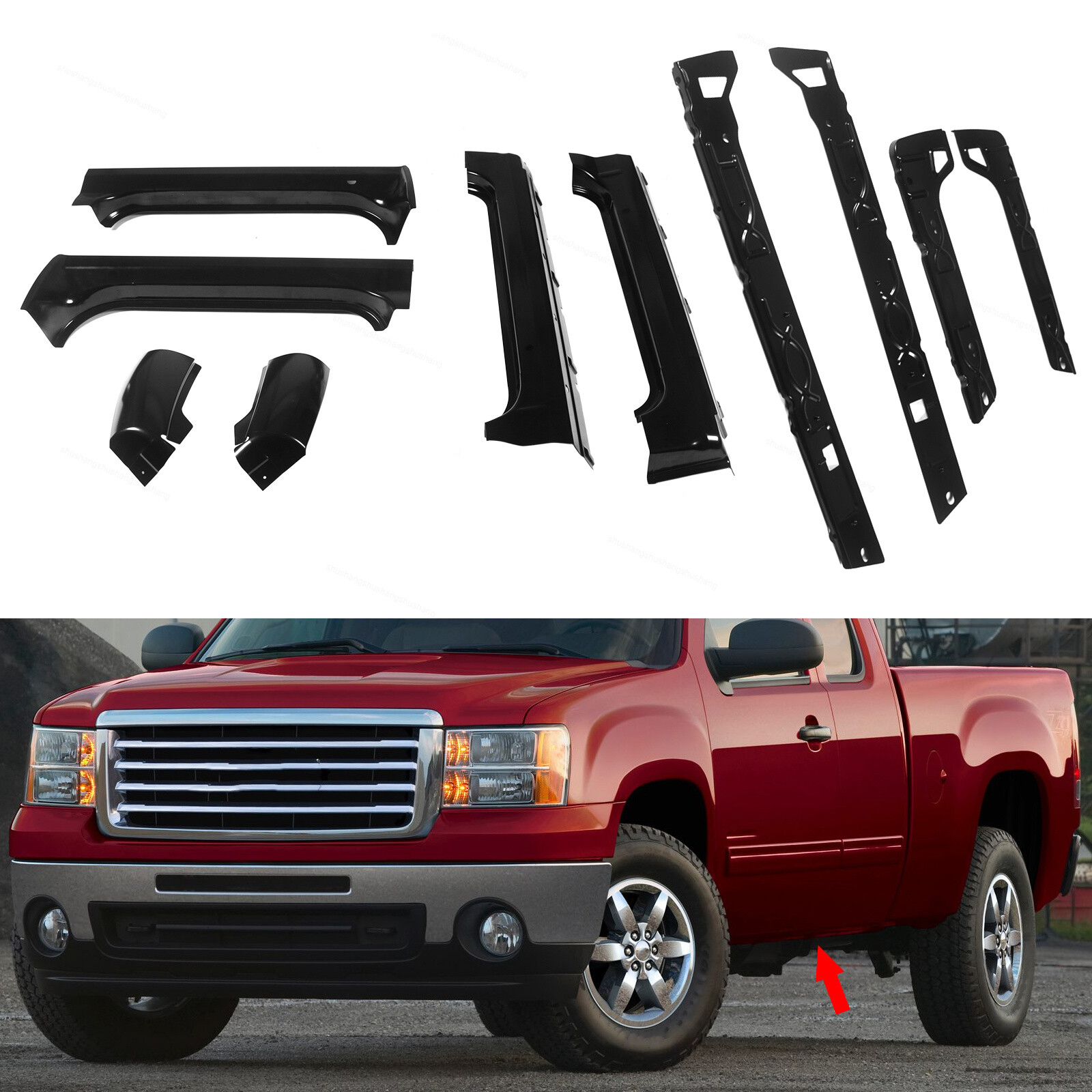 Fits 2007-2013 Chevy Gmc Crew Cab Pickup Inner Outer Rocker Panel Cab Corner Set