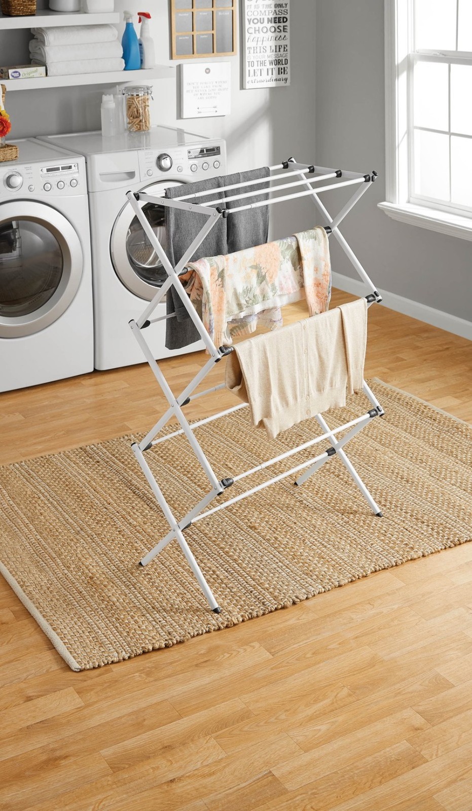 Mainstays Expandable Steel Laundry Clothes Drying Rack, White