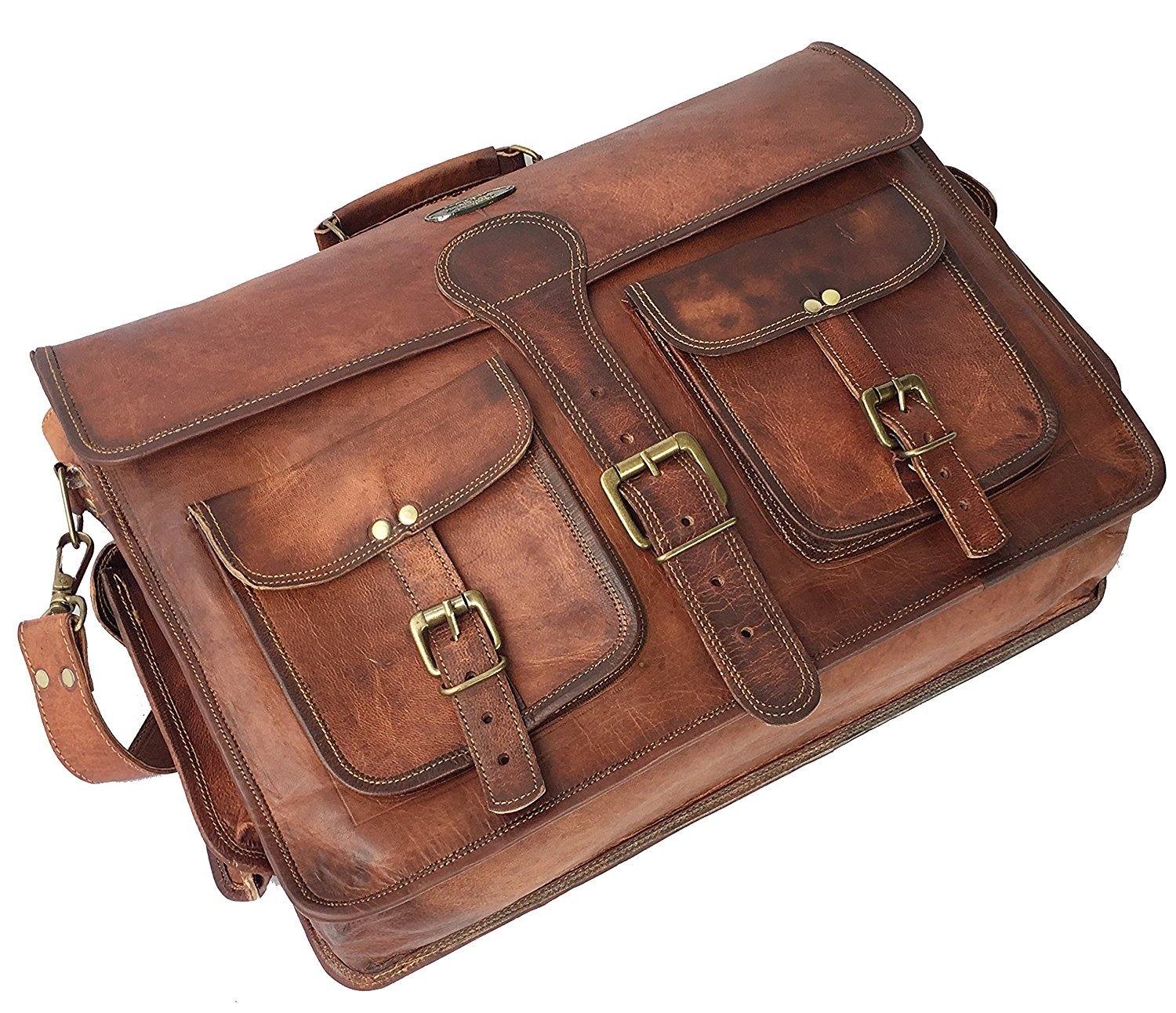 Men's Genuine Leather Vintage Laptop Handmade Briefcase Bag Satchel Messenger