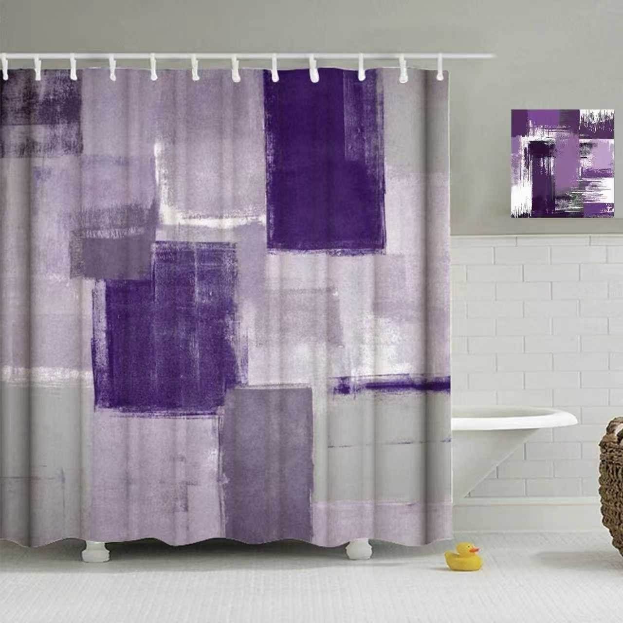 Purple Gray Shower Curtain for Bathroom, 72*72inch