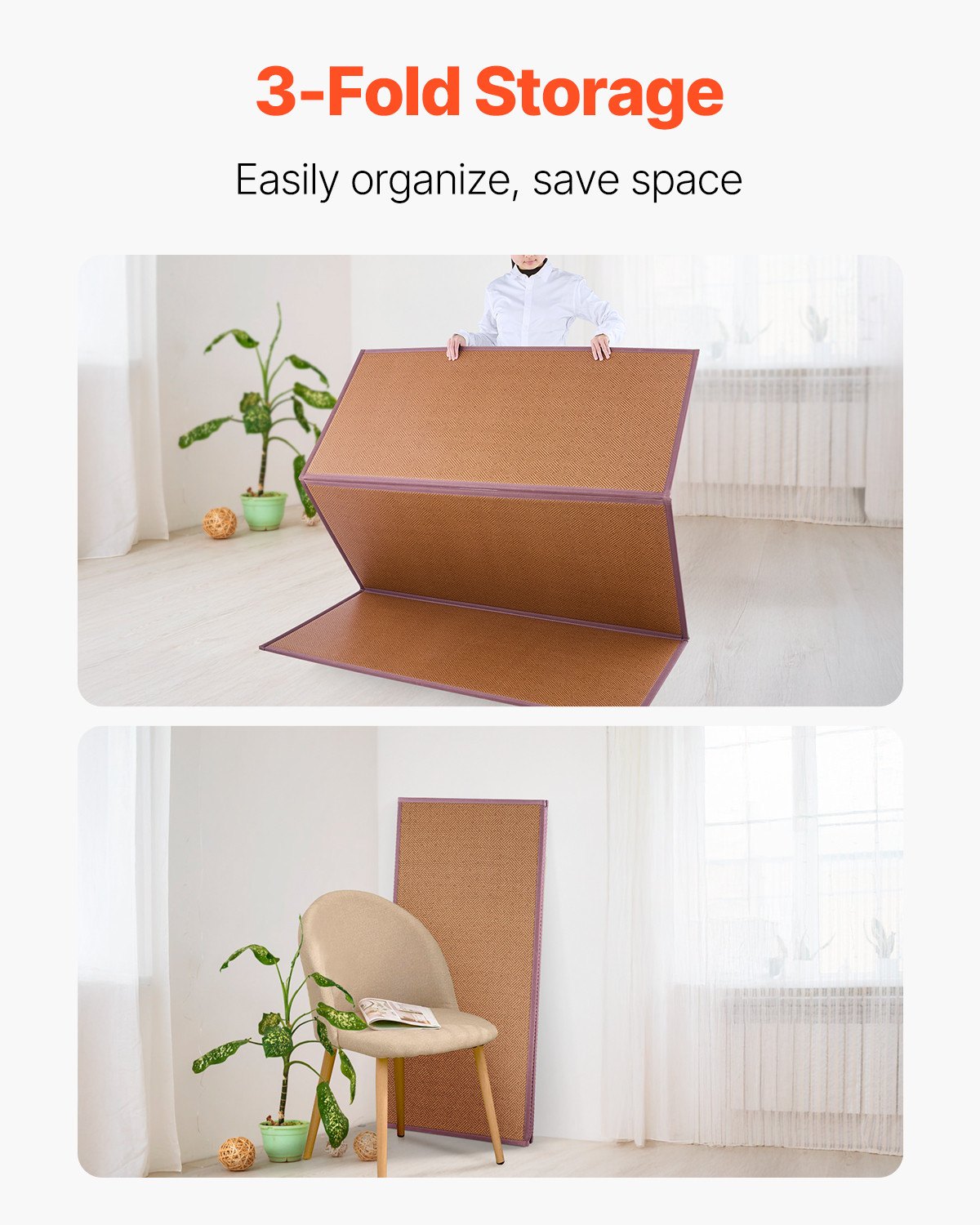 Japanese Tatami Mat 80 x 55 in Foldable Natural Rattan Tatami Mattress