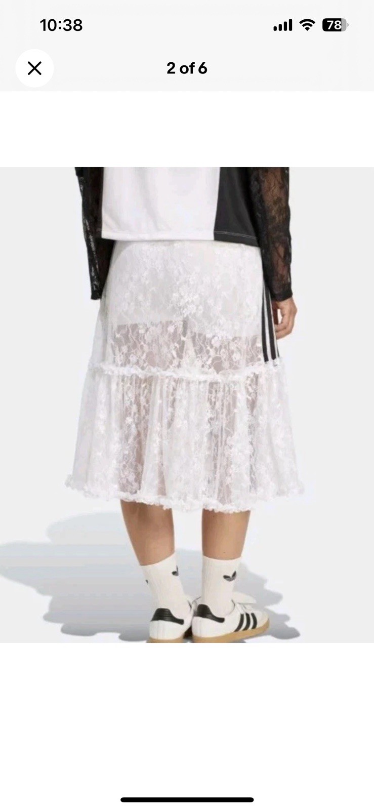 adidas Originals WHITE Lace Skirt New Season! L Large Nwt 100% Authentic .