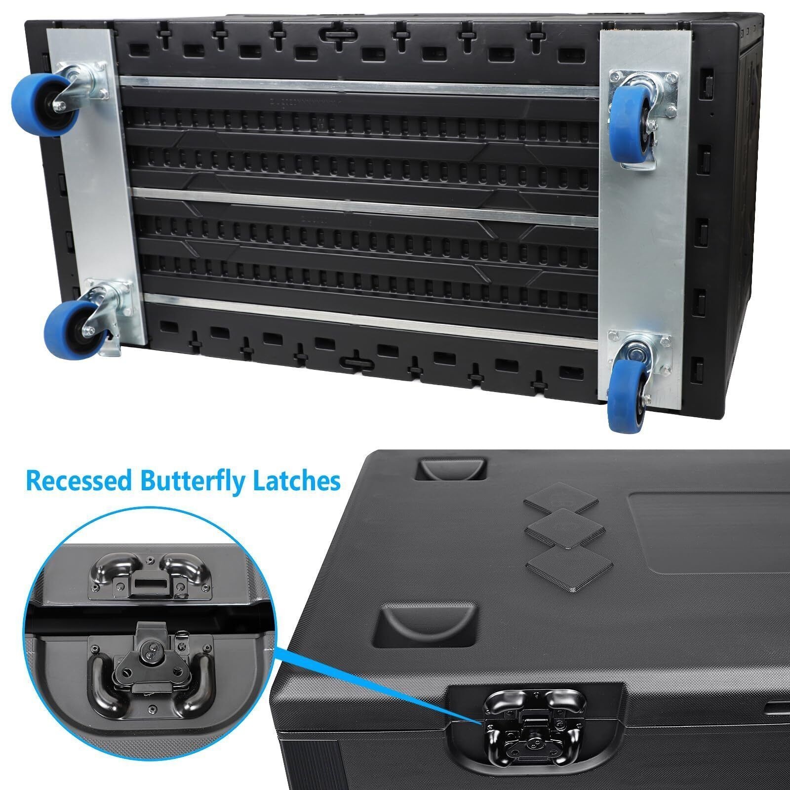 Cable Trunk ATA Road Case Utility Road Trunk Flight Case w/ Wheels for DJ