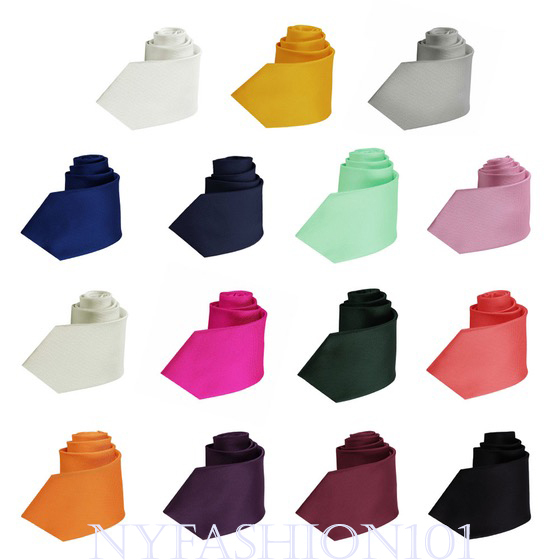 Manzini Neckwear® New Hot Trend! Solid Color Plain Classic Necktie Men's Tie