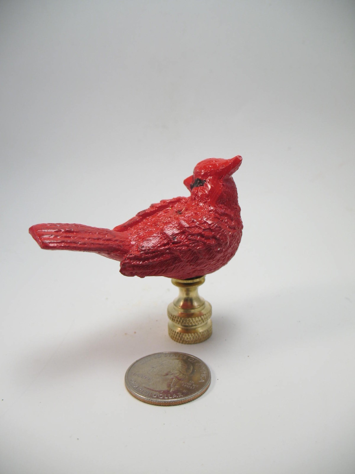Lamp Finial Red Bird Cardinal Brass Hardware 46BD