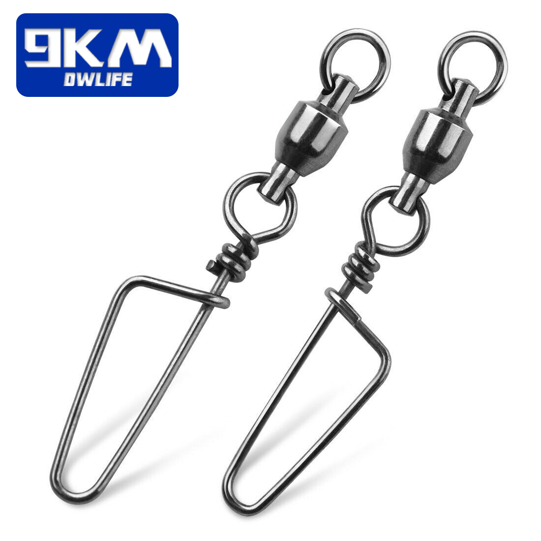 20~100Pcs BLACK Ball Bearing Swivels with Snap Stainless Steel Fishing Swivels