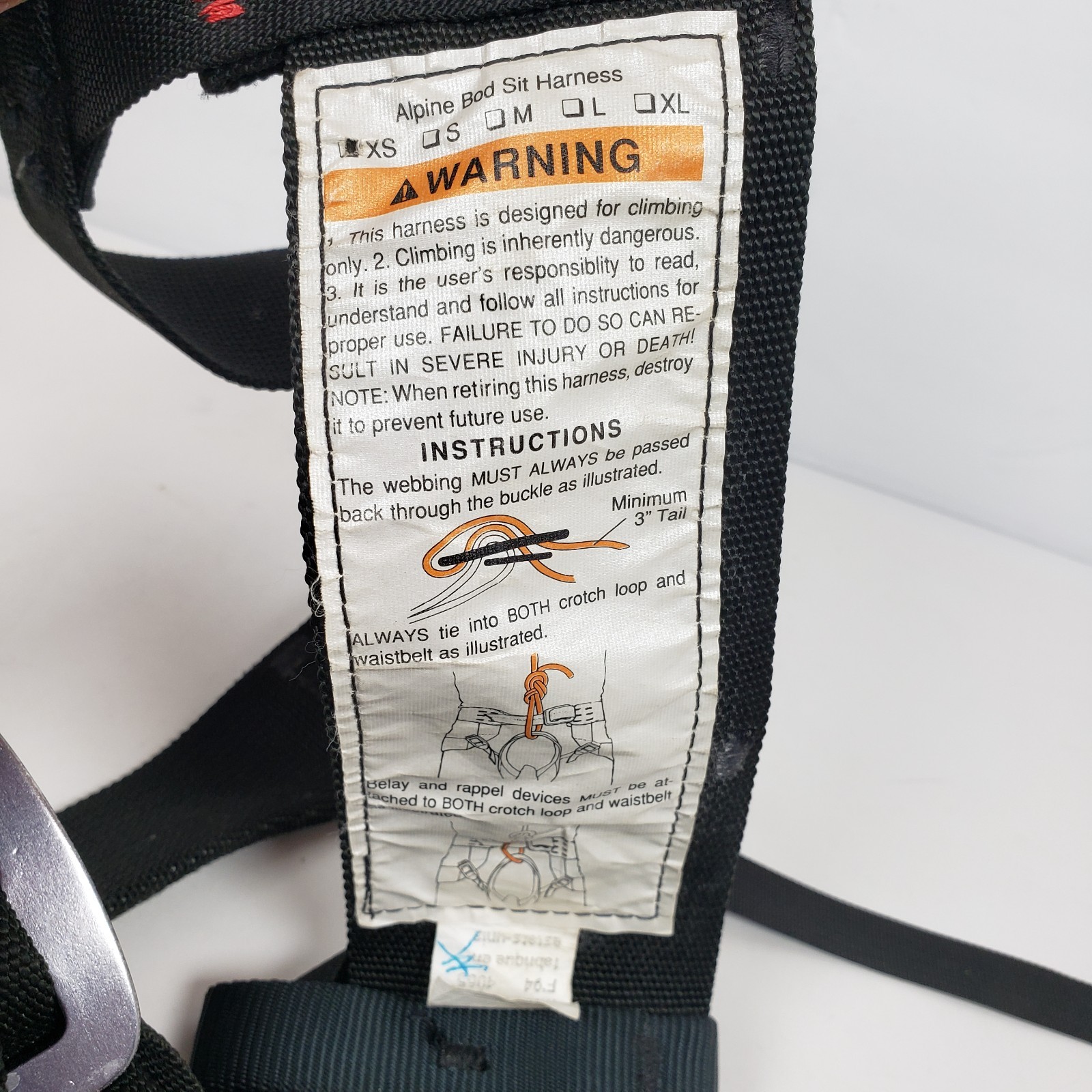 Black Diamond Black Size XS Alpine Bod Sit Climbing Mountaineering Harness