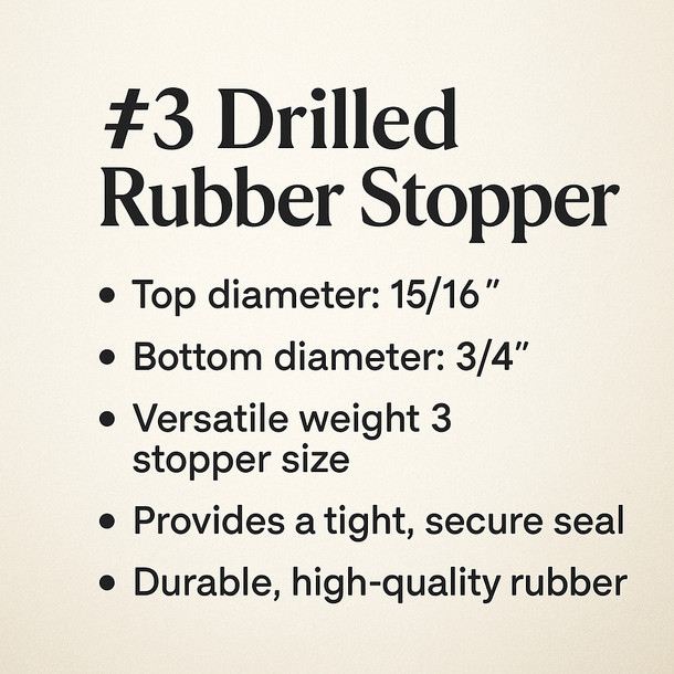 LD Carlson No. 3 Drilled Rubber Stopper