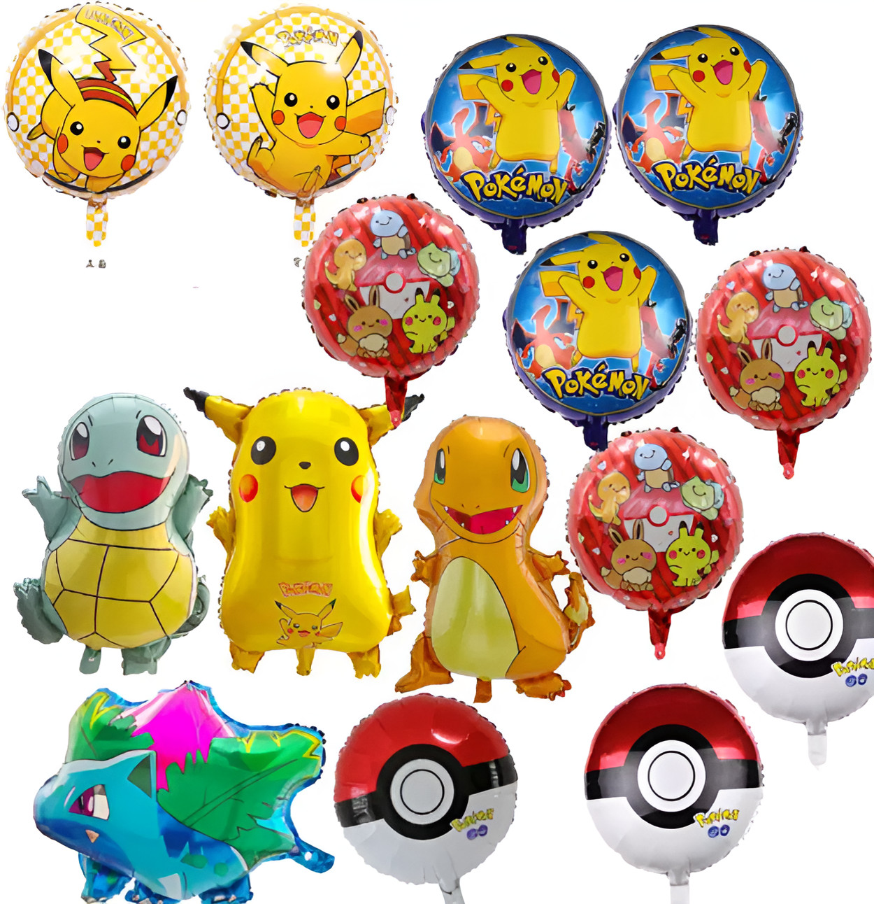 15 Pcs 18''Balloons Pokemon Cartoon Foil Balloons for Kids Party Birthday Decor