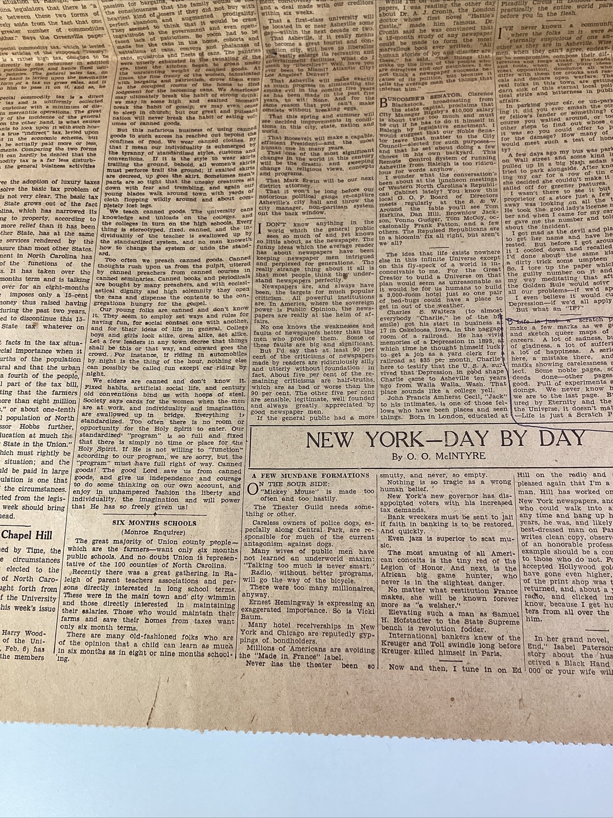 Ashville NC Newspaper Feb 19, 1933 Great Ads Women Miami Columns Carolina Power