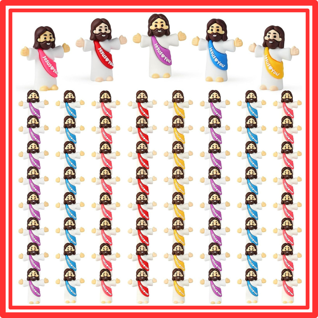 100 Pack Little Jesus Figures Loves You, Tiny Mini Jesus Figurines in Bulk