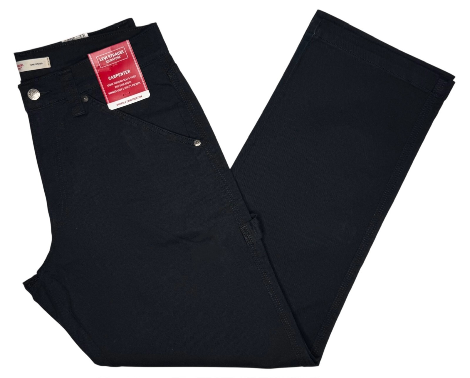 Signature By Levi Strauss & Co. #11752 NEW Men's Black Stretch Carpenter Jeans