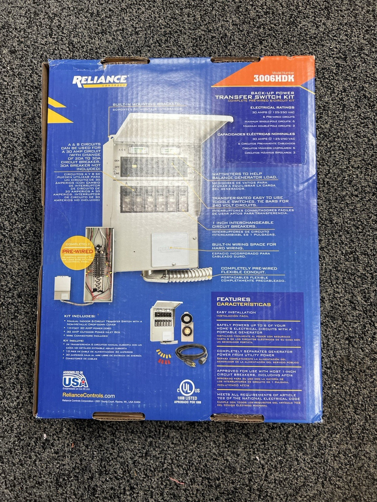 Reliance Controls Backup Power 8000 WATT Transfer Switch Kit 3006HDK - *NEW*