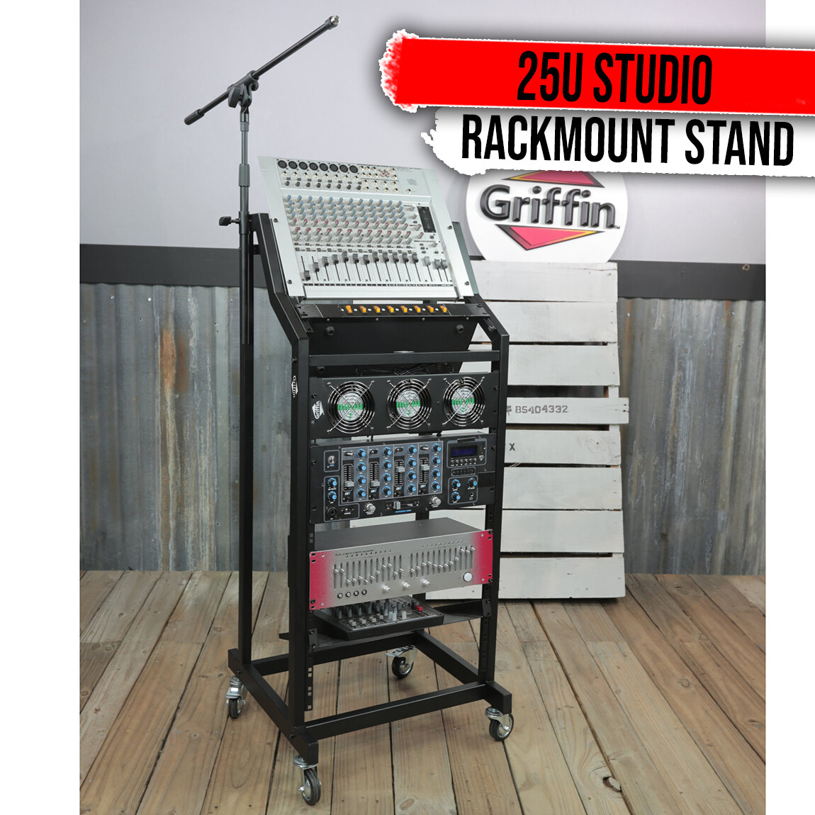 Rack Mount Cart Stand Rolling Studio Mixer Gear Pro Audio IT Server Holder Case