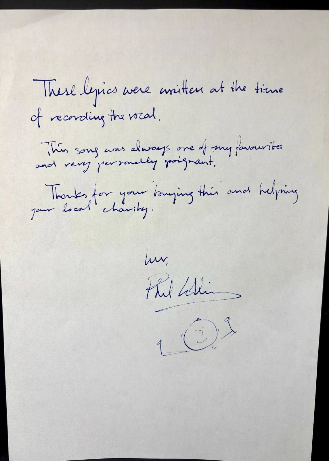 1981 Phil Collins Original Handwritten Face Value Song Lyrics w/ Signed Letter