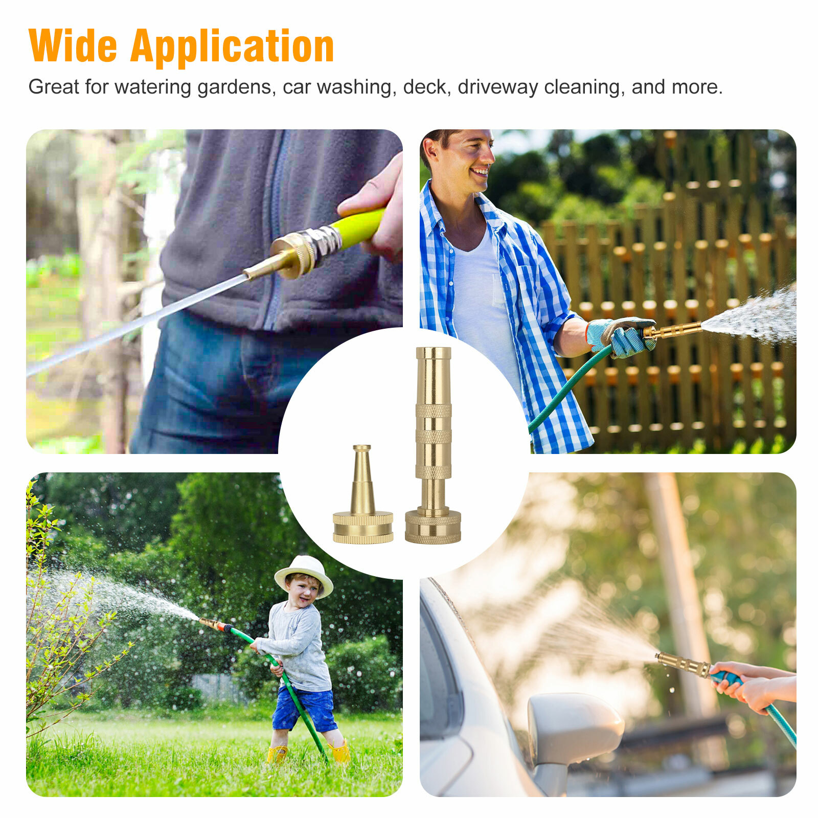 High Pressure Solid Brass Garden Nozzle Heavy Duty Adjustable Twist Water Hose